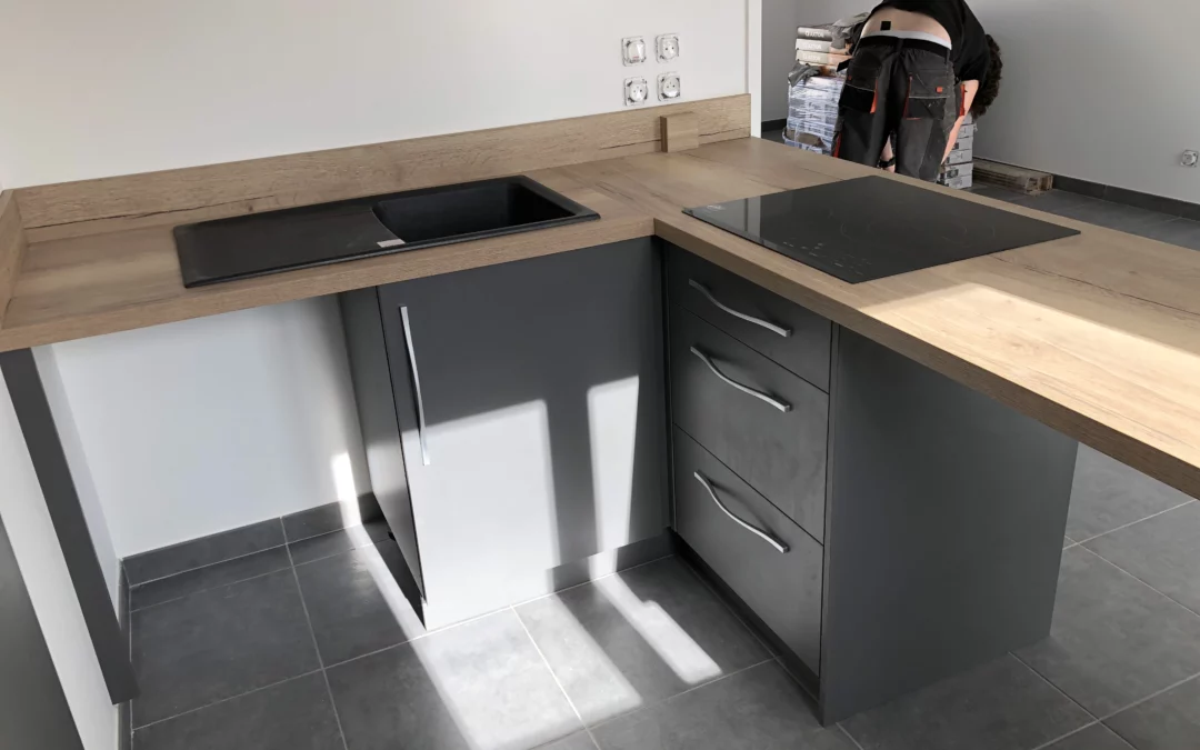 Cuisines combinaison anthracite bois Clair
